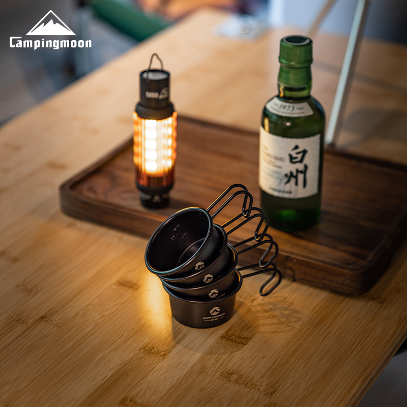 Coffee Tea Equipment - CAMPINGMOON ถ้วยเหล้าสแตนเลสขนาดเล็กอเนกประสงค์ อุปกรณ์พกพาสำหรับกิจกรรมกลางแจ้งพร้อมที่จับ ถ้วยกาแฟและถ้วยชงชาแบบกังฟู