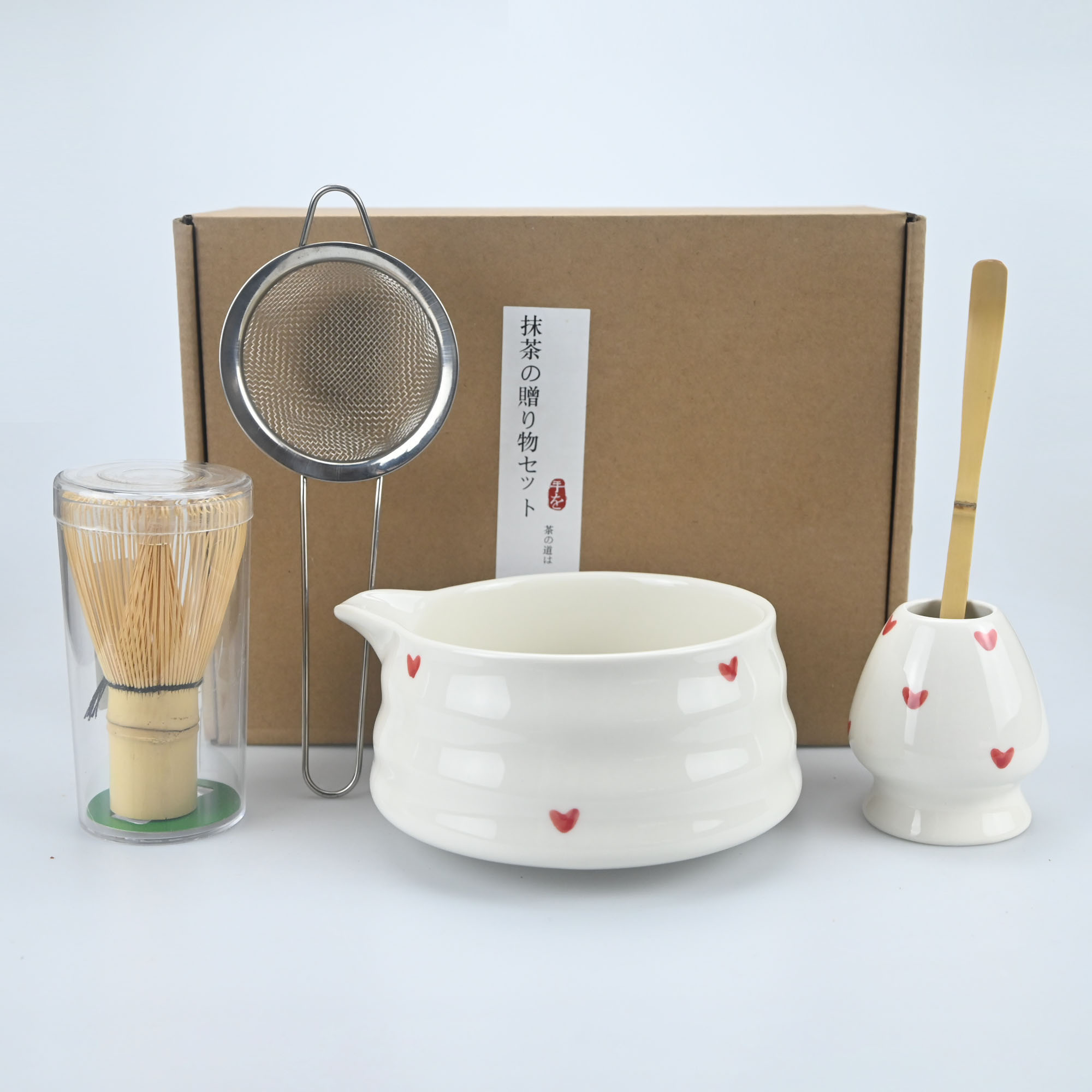 Matcha Whisk Set - ชุดชงชาเขียวมัทฉะสไตล์ญี่ปุ่น 2/4/5 ชิ้น/ชุด พร้อมที่วางอุปกรณ์ ประกอบด้วย ถ้วย
