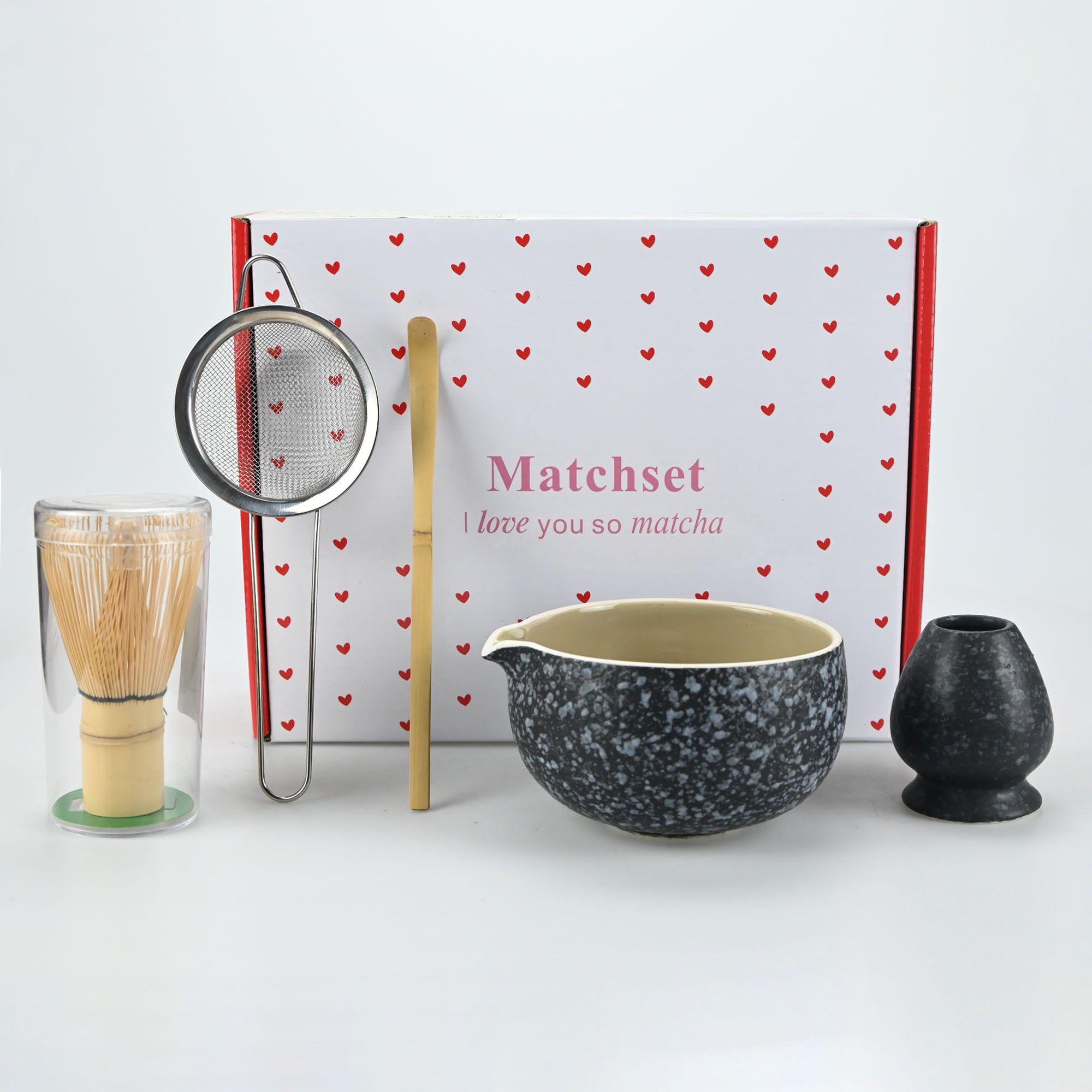 Matcha Whisk Set - ชุดอุปกรณ์ชงชาเขียวมัทฉะ 2/4/5 ชิ้น - ชามมัทฉะและไม้ตีมัทฉะไม้ไผ่, ที่กรองชา,