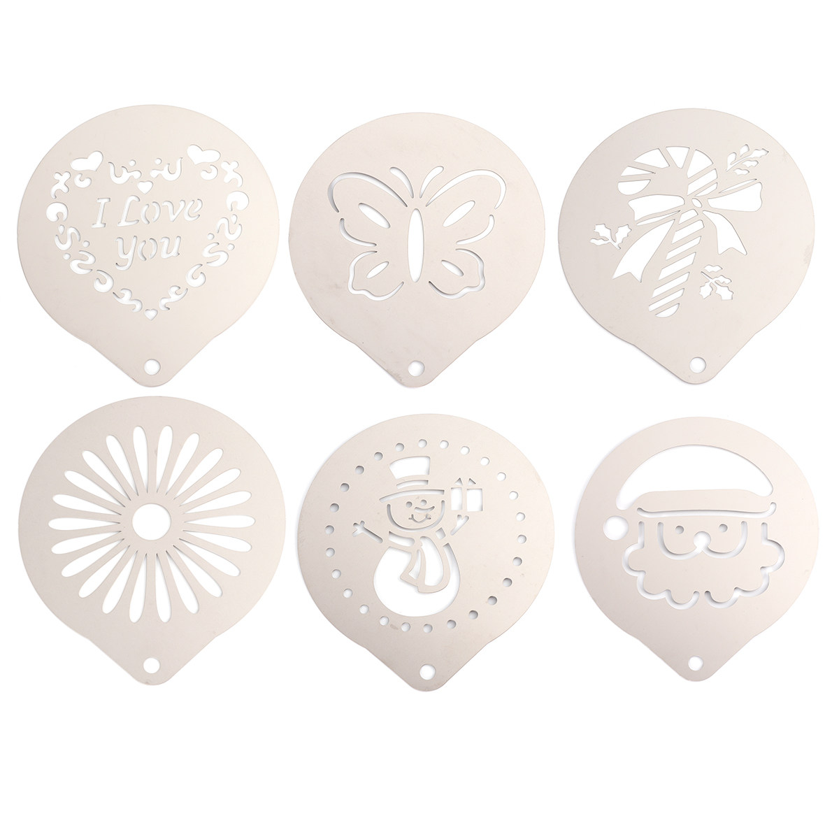 Coffee Stencil Art - 1 ชุดลายฉลุกาแฟสแตนเลสทนทาน DIY คาปูชิโน ลาเต้ แม่แบบศิลปะนม