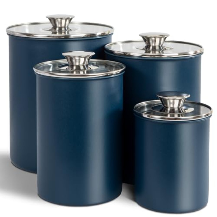 Coffee Tea Canister Set - ชุดกระป๋องเก็บอาหารสแตนเลส 4 ชิ้น ขนาด 16/49/85/132 ออนซ์
