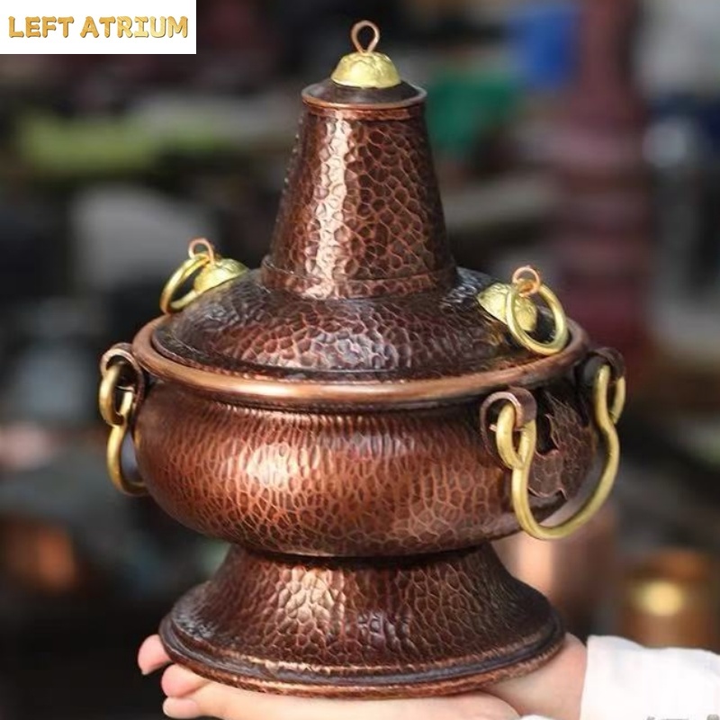Coffee Tea Containers - หม้อทองแดงแท้เอนกประสงค์ งานแฮนด์เมด แจกันใบไม้ ภาชนะใส่เมล็ดกาแฟ กระถางธูป กล่องเก็บใบชา