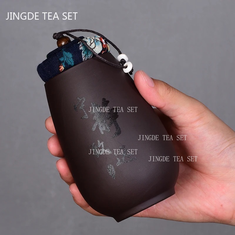 Coffee Tea Canister Set - จีนทรายสีม่วงชาขนาดเล็ก Jar บ้านชา Organizer กาแฟแบบพกพาปิดผนึกกระป๋องห้องครัวถังที่กำหนดเองชาแคดดี้