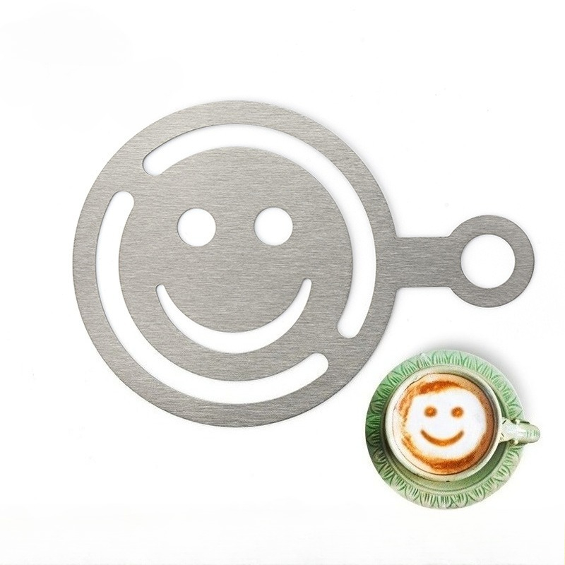 Coffee Stencil Art - ลายฉลุลาเต้อาร์ตสแตนเลส, แป้งโรยขนมปัง, แม่พิมพ์ลายดอกไม้, ชุดอุปกรณ์ลาเต้อาร์ตสำหรับร้านกาแฟ