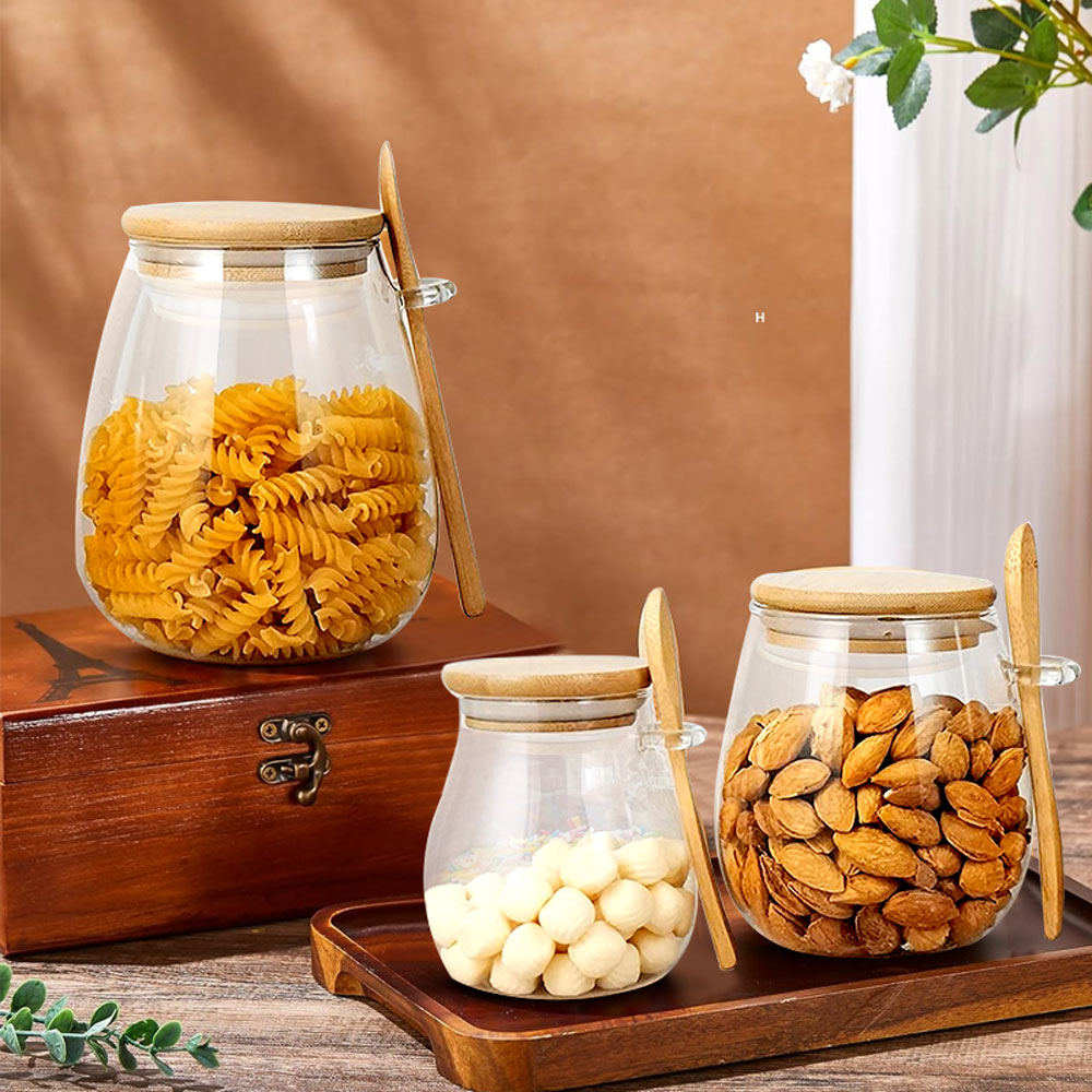 ขวดโหลแก้วปิดผนึกพร้อมช้อนและฝ - Coffee Tea Canister Set บทวิจารณ์และราคา
