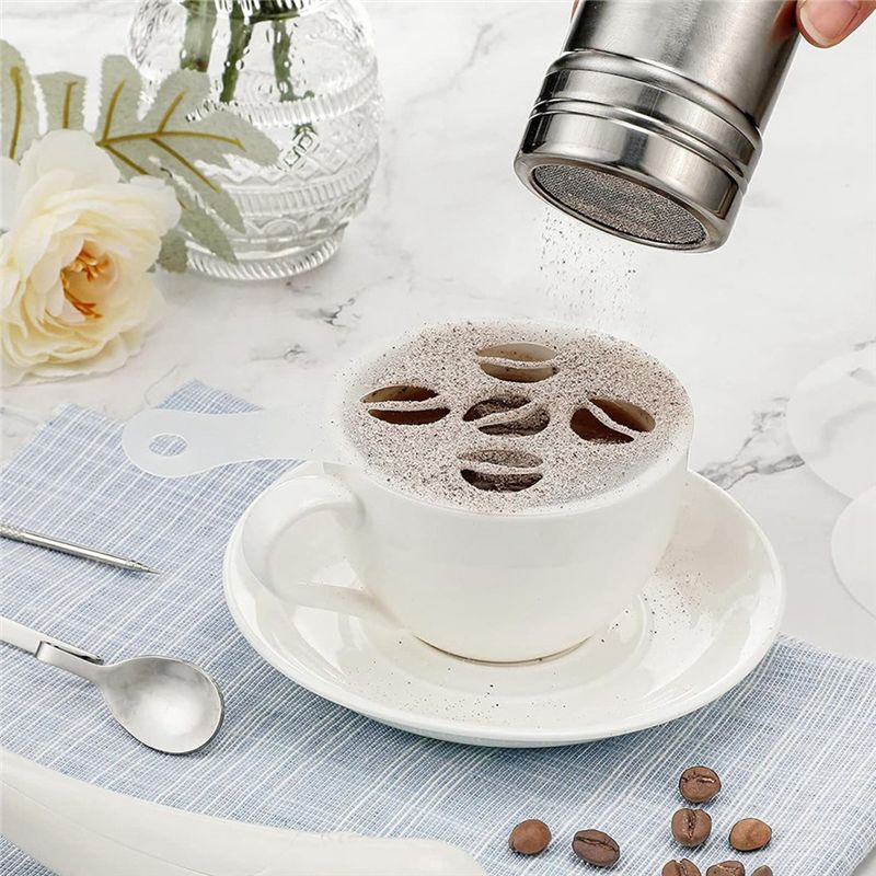 ชุดอุปกรณ์ตกแต่งกาแฟแบบใช้ซ้ำไ - Coffee Stencil Art บทวิจารณ์และราคา