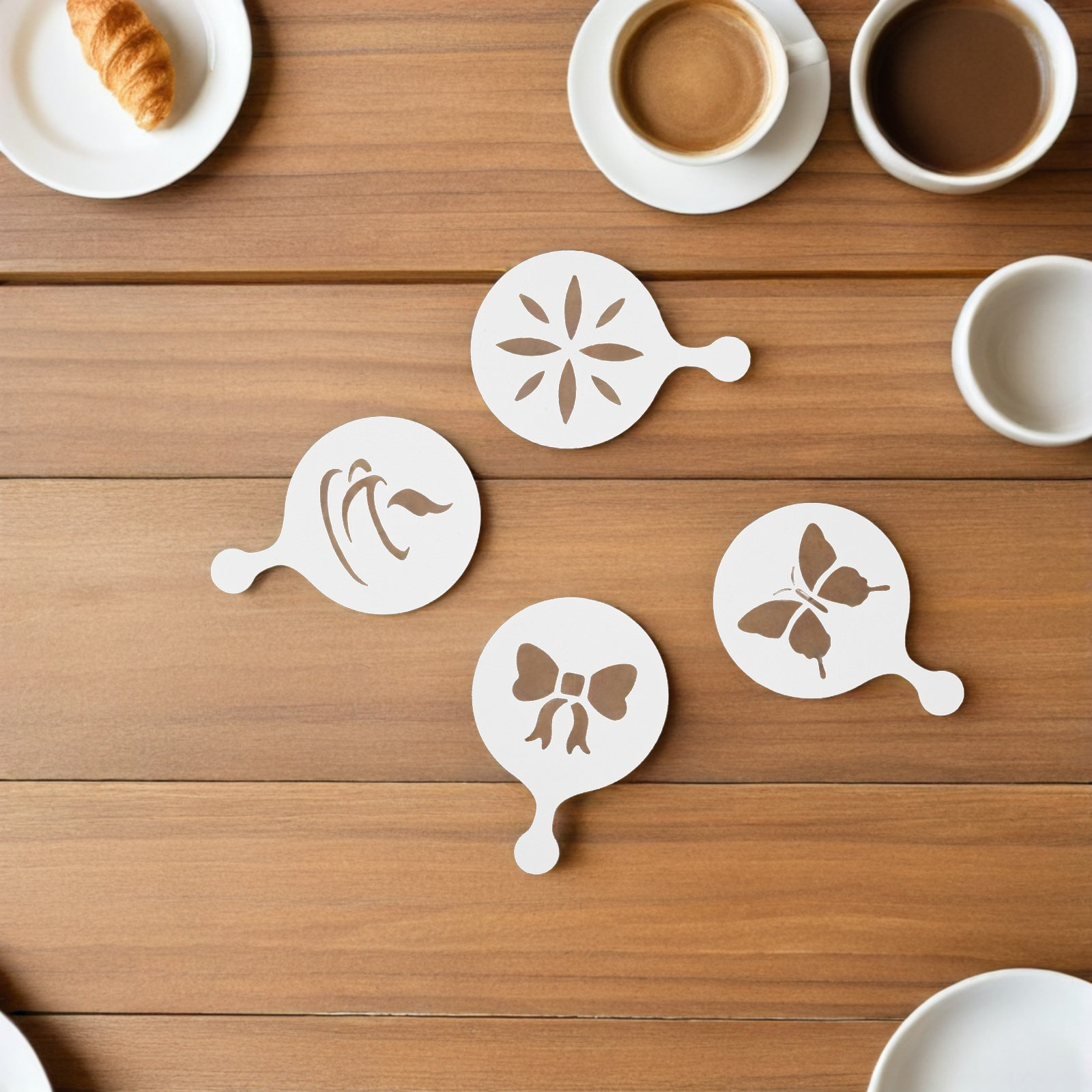 แม่แบบลายลาเต้ 8 ชิ้น ทำจากพลา - Coffee Stencil Art บทวิจารณ์และราคา