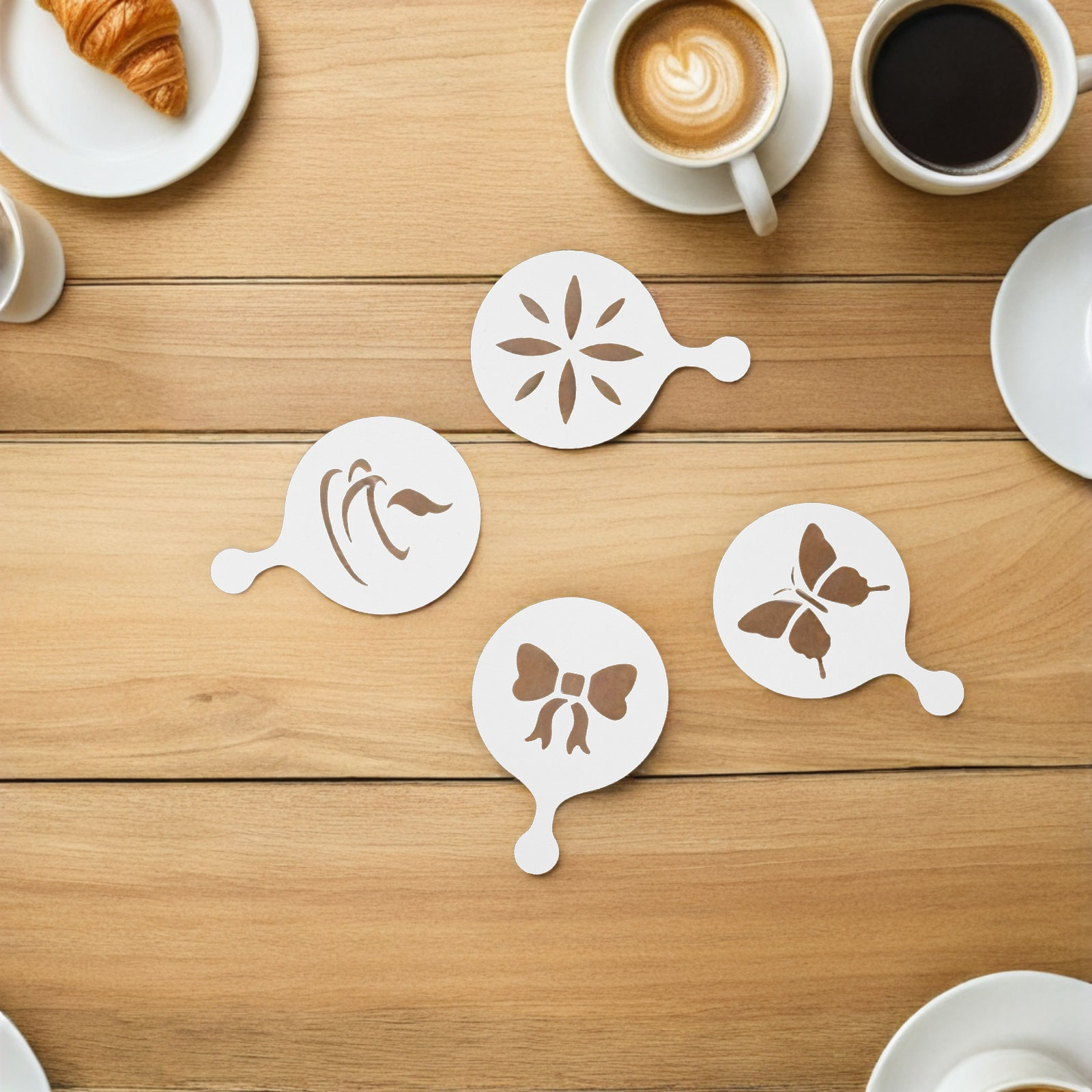 แม่แบบลายลาเต้ 8 ชิ้น ทำจากพลา - Coffee Stencil Art บทวิจารณ์และราคา
