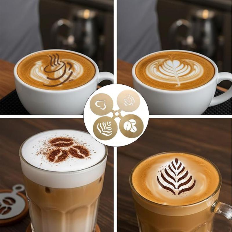 4 ชิ้น/เซ็ต ชุดลายฉลุสแตนเลสลา - Coffee Stencil Art บทวิจารณ์และราคา