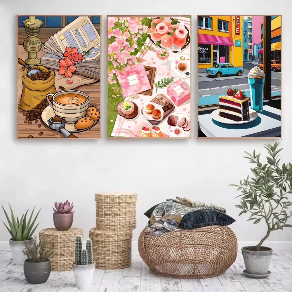 โปสเตอร์ภาพพิมพ์ลายถ้วยกาแฟสำห - Wallpaper Coffee And Tea บทวิจารณ์และราคา