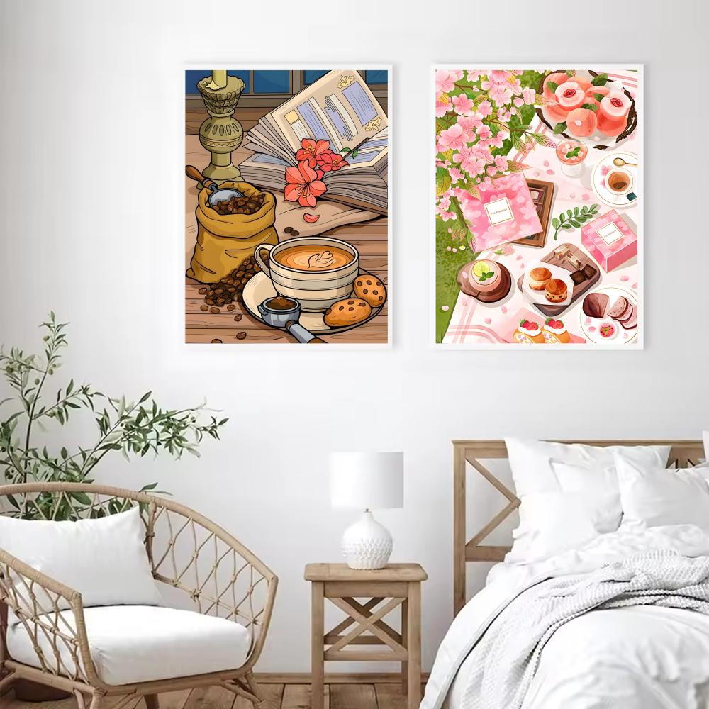 โปสเตอร์ภาพพิมพ์ลายถ้วยกาแฟสำห - Wallpaper Coffee And Tea บทวิจารณ์และราคา