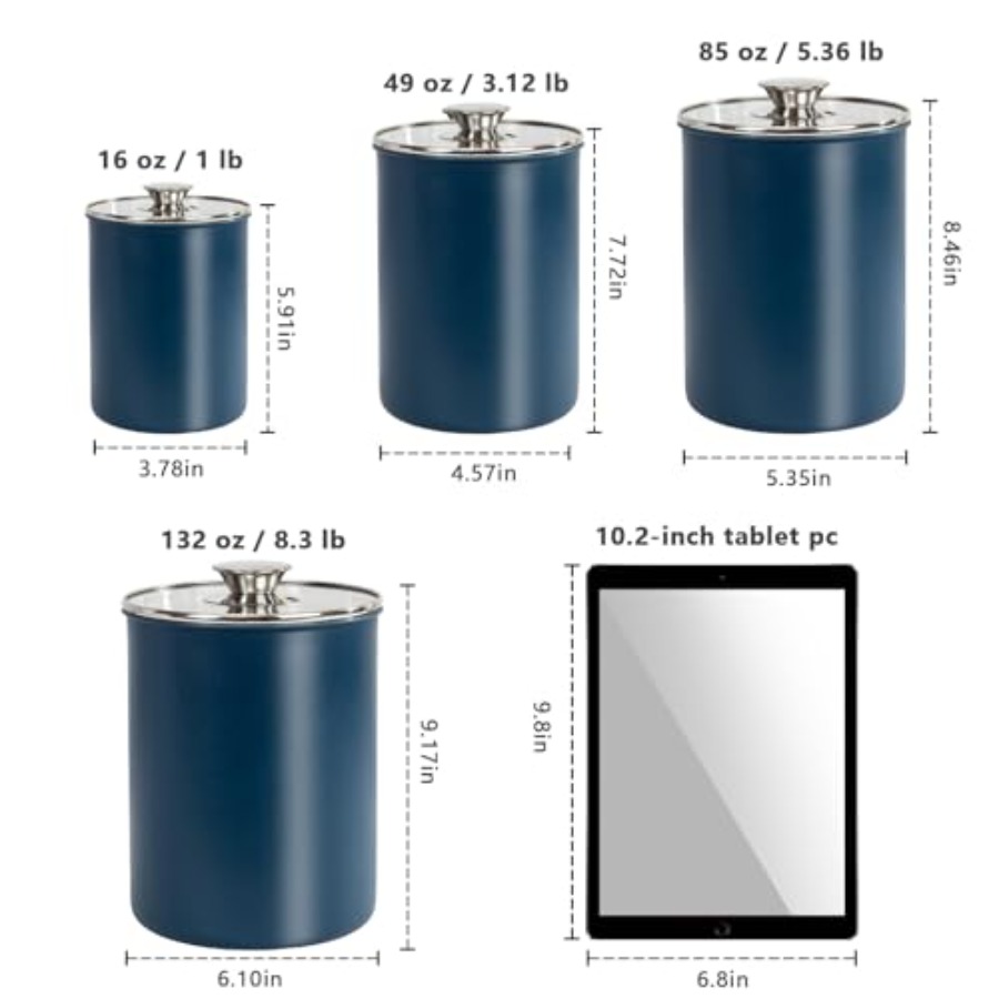 ชุดกระป๋องเก็บอาหารสแตนเลส 4 ช - Coffee Tea Canister Set บทวิจารณ์และราคา