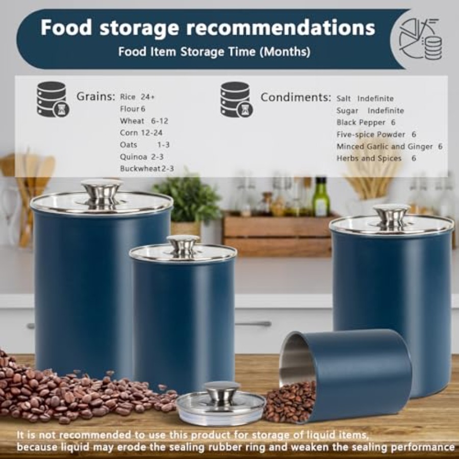 ชุดกระป๋องเก็บอาหารสแตนเลส 4 ช - Coffee Tea Canister Set บทวิจารณ์และราคา