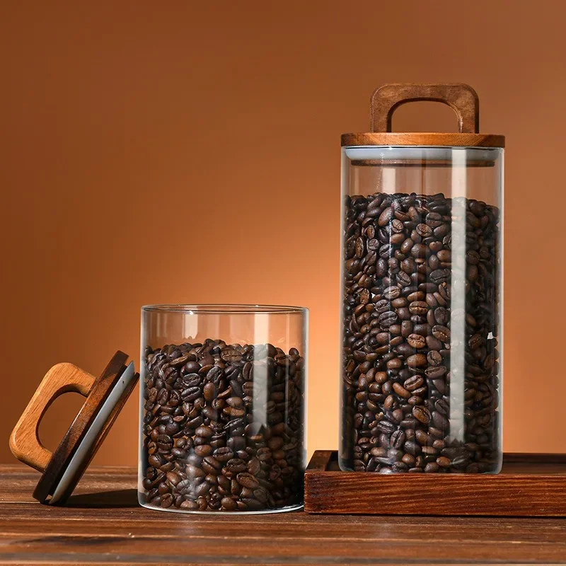ขวดแก้วใสพร้อมฝาปิดไม้ไผ่กระป๋ - Coffee Tea Canister Set บทวิจารณ์และราคา
