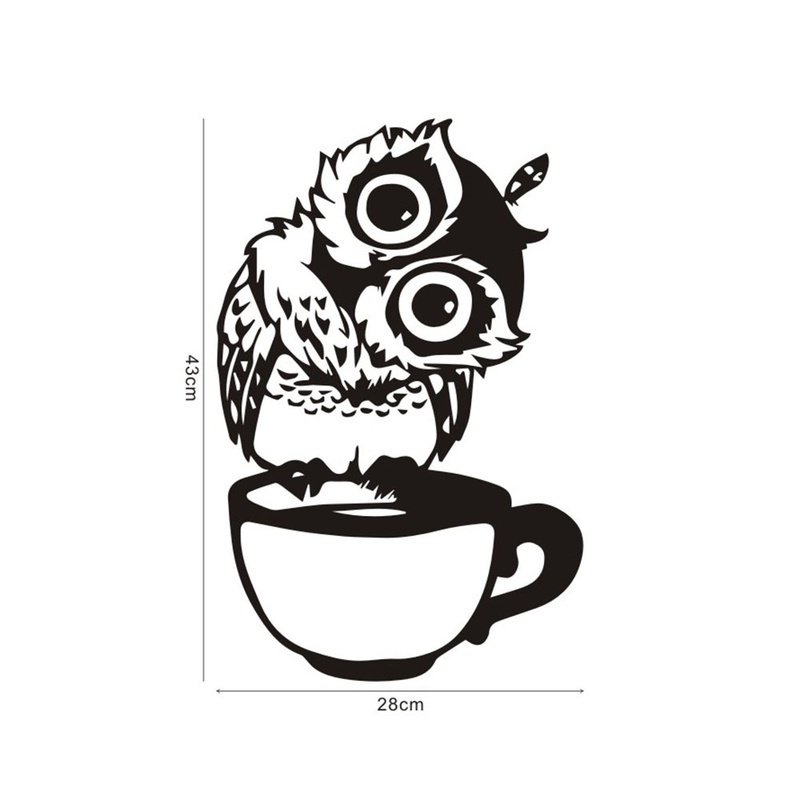 สติกเกอร์ติดผนังลายการ์ตูนนกฮู - Wallpaper Coffee And Tea บทวิจารณ์และราคา