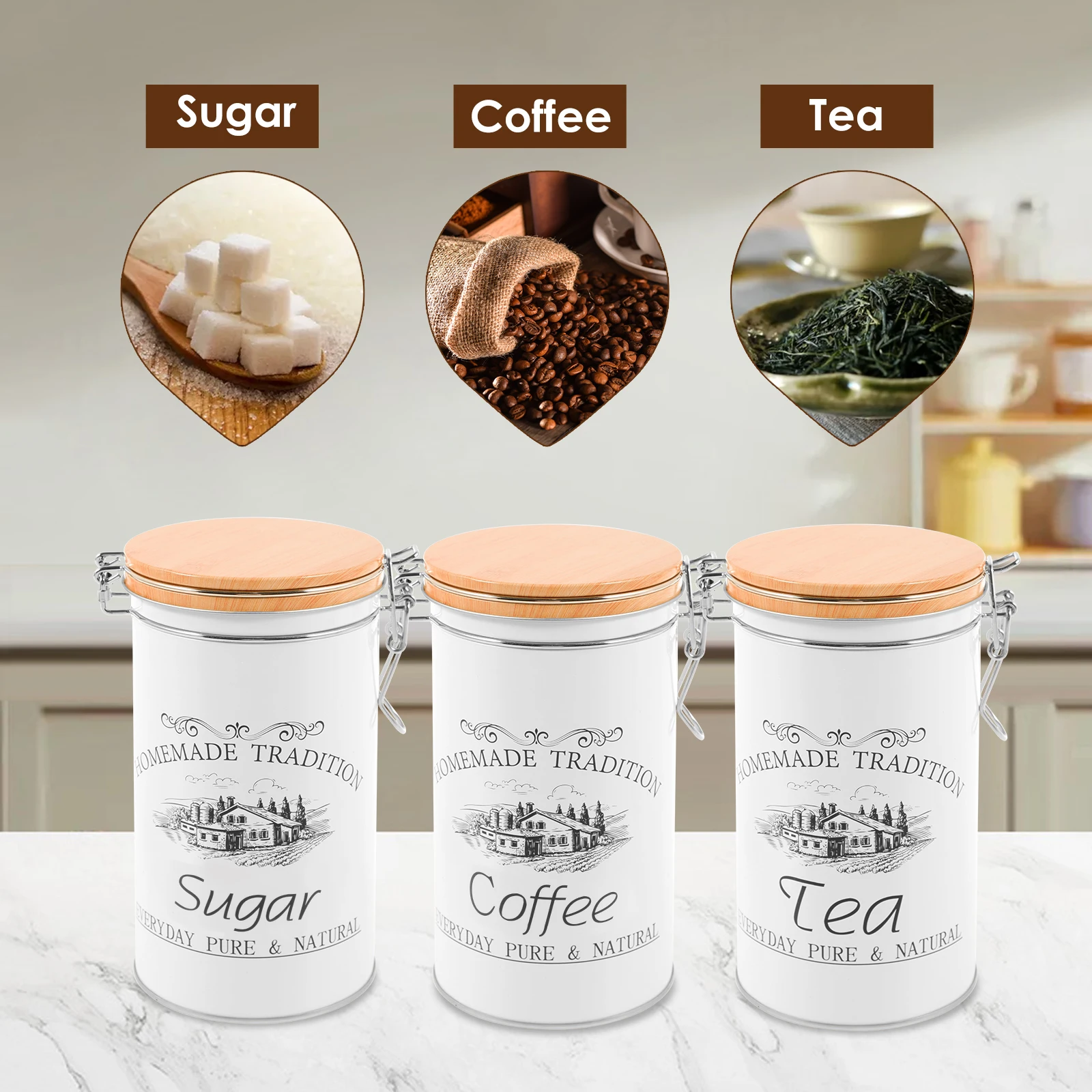 3 ชิ้น/เซ็ต กระป๋องชา กาแฟ น้ำ - Coffee Tea Canister Set บทวิจารณ์และราคา