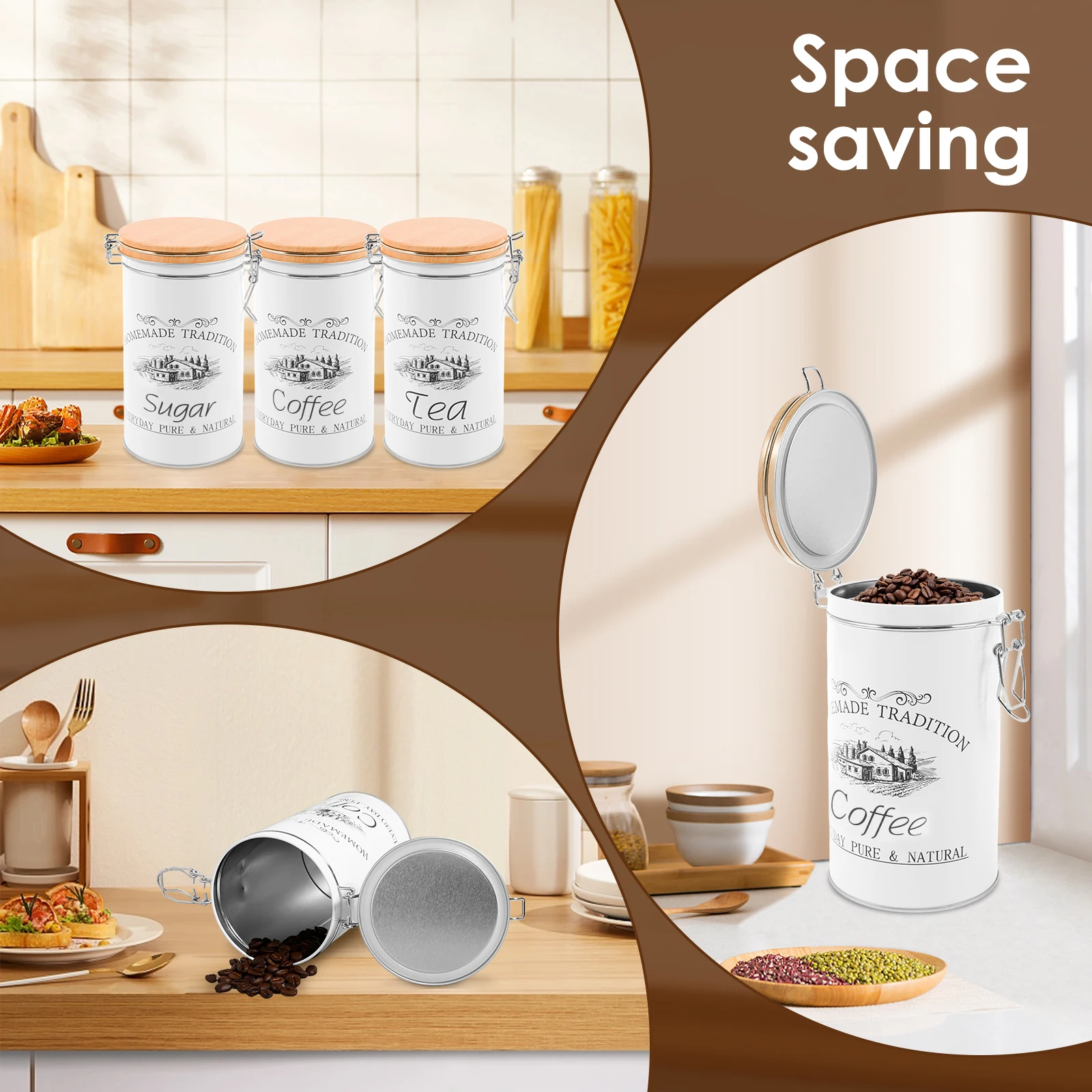 3 ชิ้น/เซ็ต กระป๋องชา กาแฟ น้ำ - Coffee Tea Canister Set บทวิจารณ์และราคา