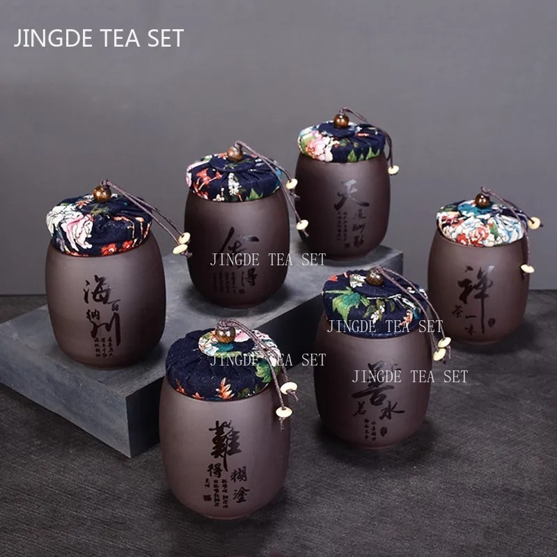จีนทรายสีม่วงชาขนาดเล็ก Jar บ้ - Coffee Tea Canister Set บทวิจารณ์และราคา