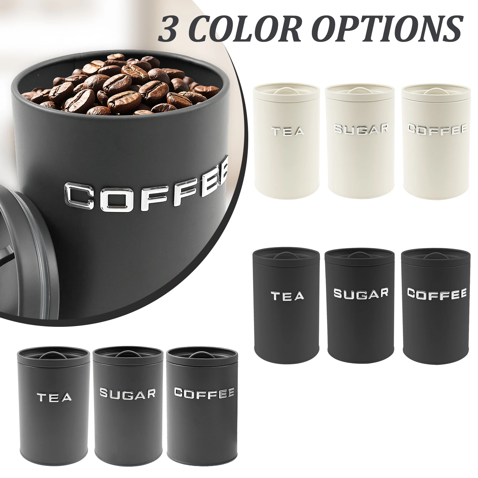 กระป๋องเก็บชา กาแฟ น้ำตาล 3 ชิ - Coffee Tea Canister Set บทวิจารณ์และราคา