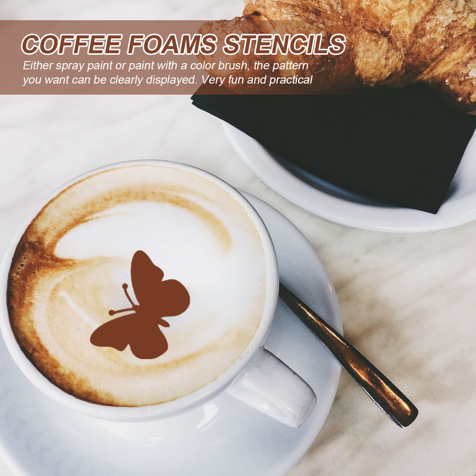 แม่แบบลายกาแฟลาเต้ 30 ชิ้น ทนท - Coffee Stencil Art บทวิจารณ์และราคา