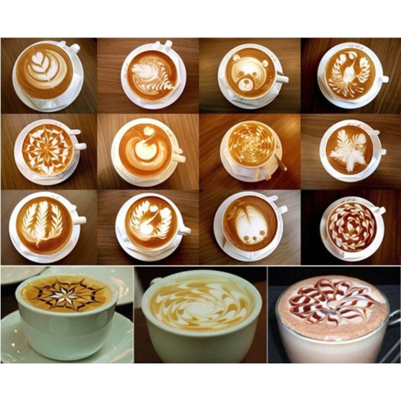 ชุดลายฉลุกาแฟ 16 ชิ้น อุปกรณ์บ - Coffee Stencil Art บทวิจารณ์และราคา
